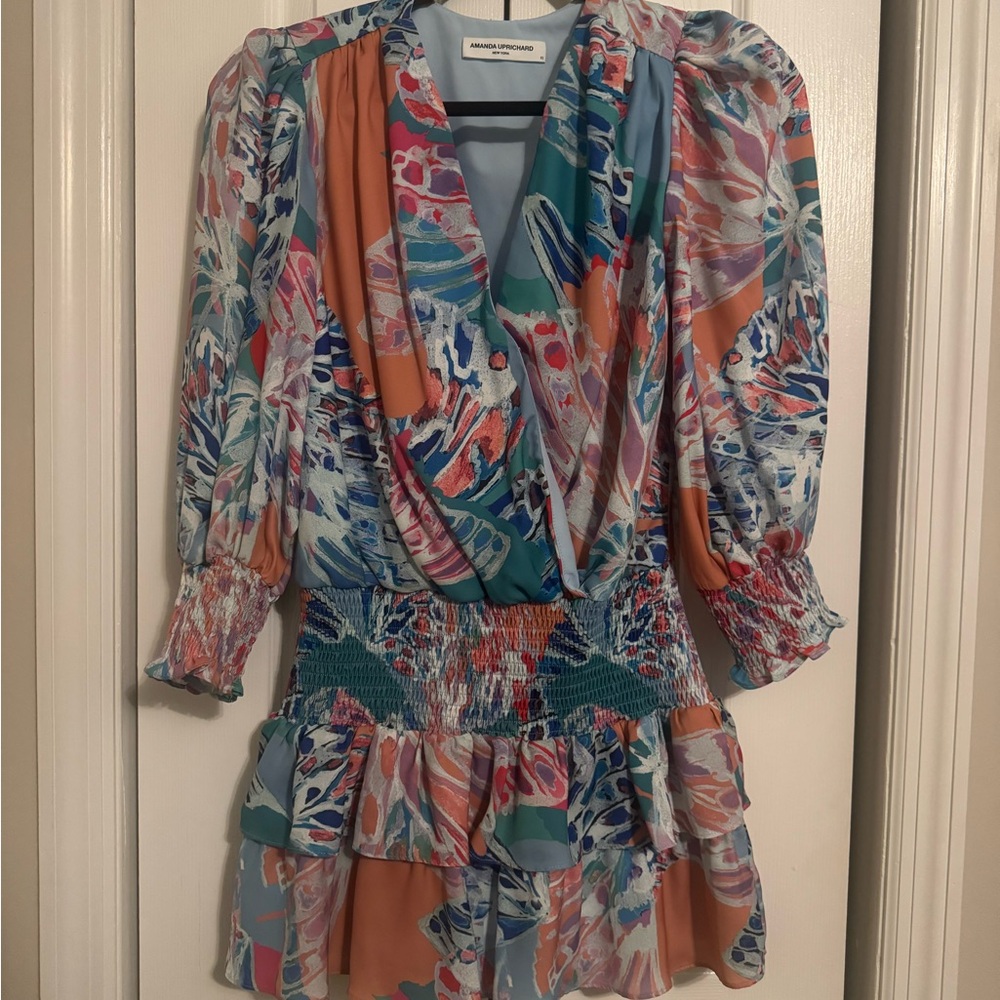 Amanda Uprichard Multicolor Floral Mini Dress - Teal, Coral, Pink, Blue